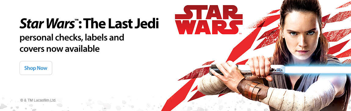 Star Wars™: The Last Jedi - personal checks, labels and covers now available - Shops Now