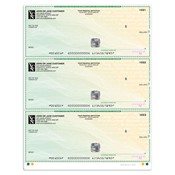 High Security 3 to a Page Checks - Green Safety