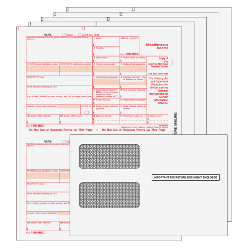 BUNDLE - 1099-MISC Laser 5 Part Set w/envelopes (Peachtree & Quickbooks Compatible)