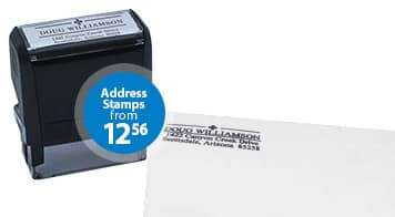 Personalized return address stamps, from $12.56